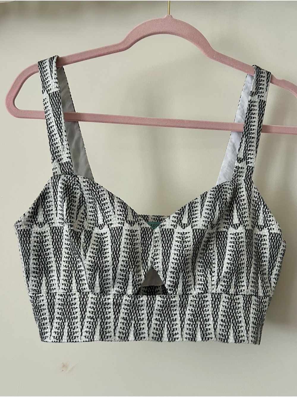 Kookai Black & White Patterned Crop Top